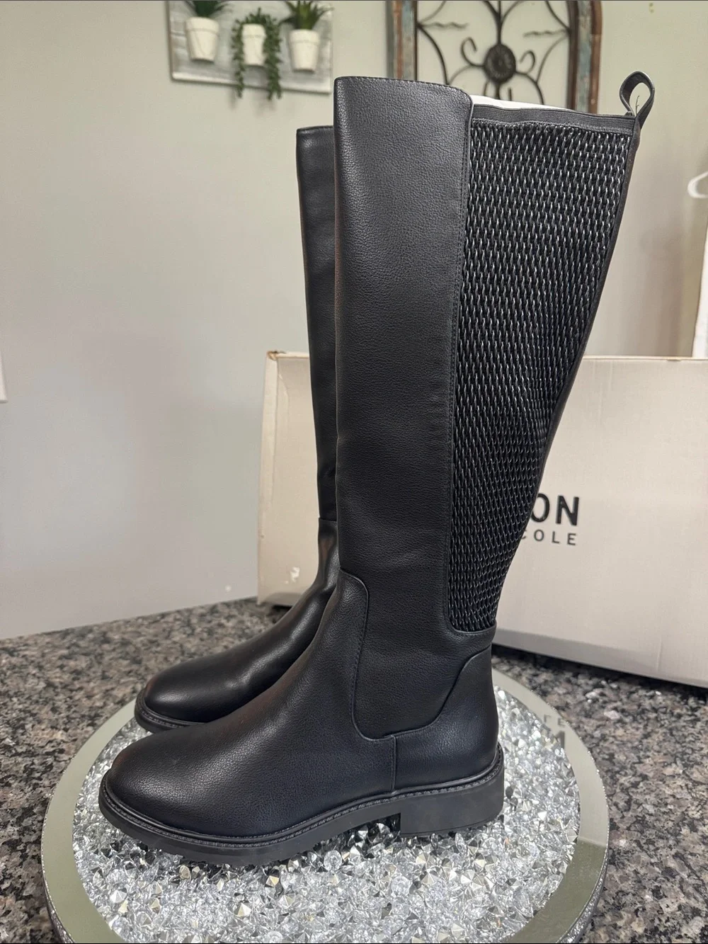 Kenneth Cole Reaction Lionel weaved Black Over-the-Knee riding Boots NEW 8